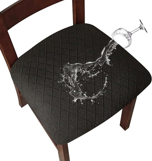 Genina Waterproof Seat Covers for Dining Room Chairs Covers Dining Chair Cover Kitchen Chair Covers (Black, 4 Pcs)