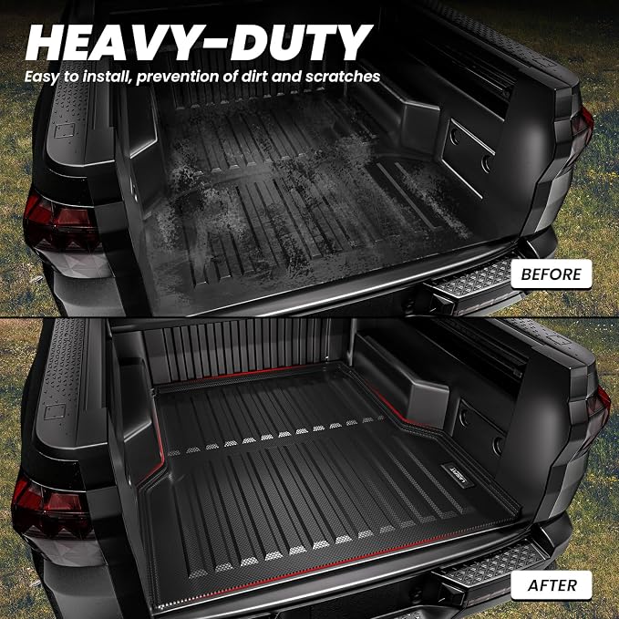 LASFIT Bed Mat for Hyundai Santa Cruz 2026 2025 2024 2023 2022 4.3FT (52.1inches), Custom Fit TPE All Weather Truck Bed Liner Pickup Trunk Bed Mat, Black