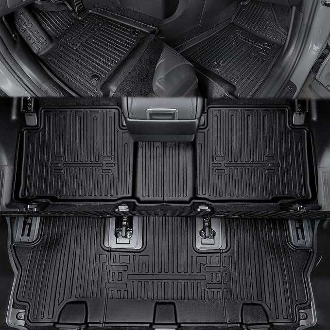 Floor Mats for Hyundai Santa Fe 2024-2026, All Weather Floor Mats Trunk Cargo Liner with Backrest Protectors Accessories, Full Coverage Set (Fit 6/7 Seats)