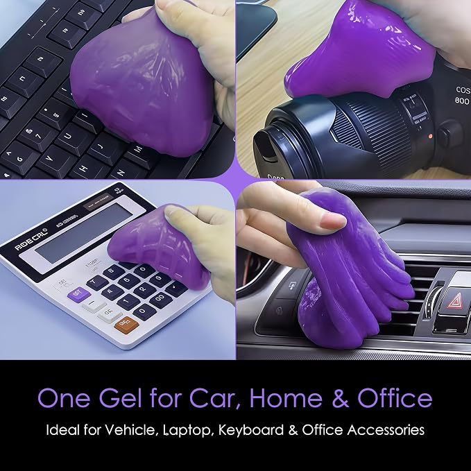 Car Cleaning Gel Putty | Reusable Dust Cleaning Slime for Air Vents, Dashboard, Cup Holders, Keyboard & AC Vent Cleaner | Non-Sticky No Residue Gel (Lavender Fresh Scent)