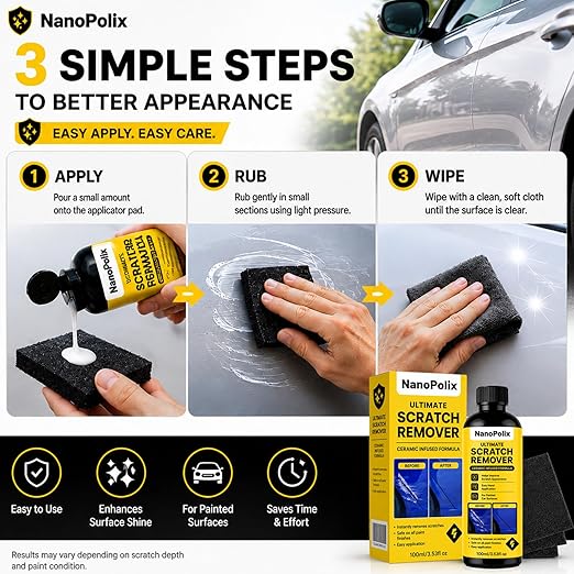 Scratch Remover, Car Paint Repair Paste for Light Scratches, Swirl Marks, Scuffs & Water Spots, Polishing Compound Restores Shine, Safe for All Paint Colors, 100ml with 3 Cloths (2)
