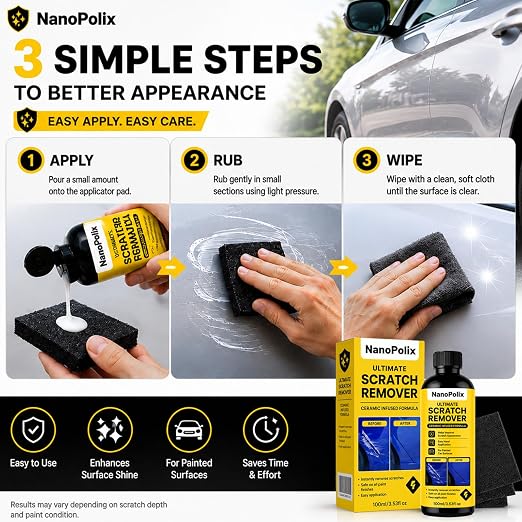 Scratch Remover, Car Paint Repair Paste for Light Scratches, Swirl Marks, Scuffs & Water Spots, Polishing Compound Restores Shine, Safe for All Paint Colors, 100ml with 3 Cloths (1)