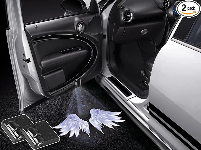 NewL 2 Pcs Led Car Door Welcome Light for Angel Wings Logo Symbol Projector Lights Ghost Shadow Light | Clear ghost shadow projection, no damage to wiring, easy to install on car doors, universal fit for most vehicles