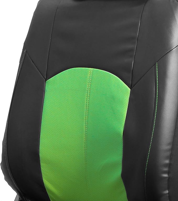 FH Group Car Seat Covers Excellent Grade Faux Leather Seat Covers Airbag Compatible Green Automotive Seat Cover Front Seats Only with Gift Universal Fit Interior Accessories for Cars Trucks and SUVs