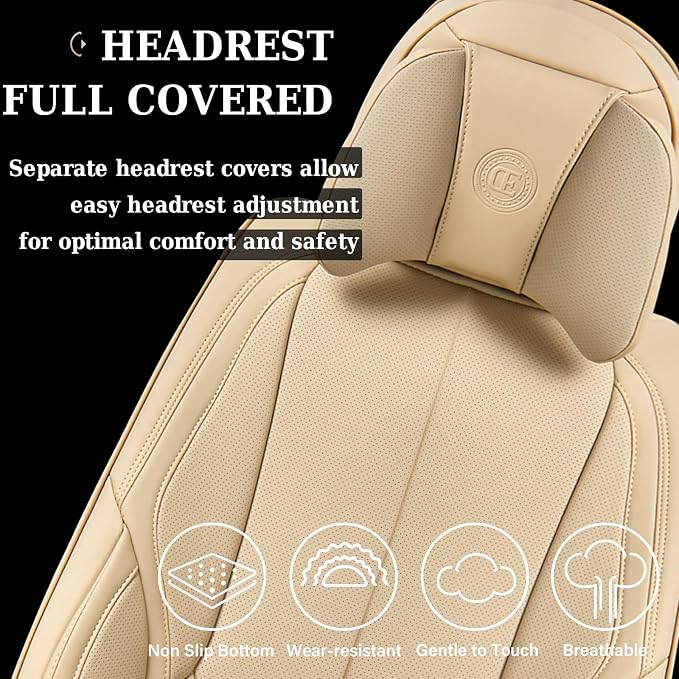 Coverado Car Seat Covers, Seat Covers for Cars, Waterproof Leather Auto Seat Protectors, Leather Car Seat Cushion, Car Interiors Accessories Universal Fit for Most Cars