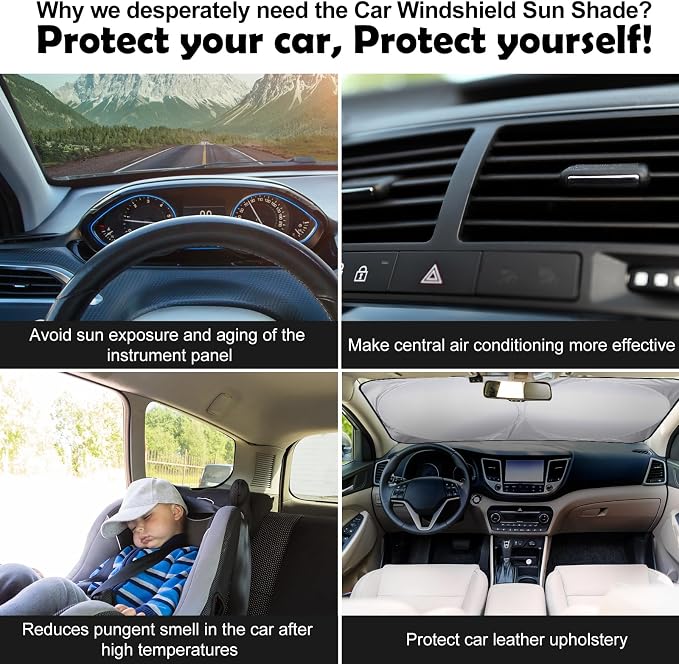 Moukeren 6 Pieces Car Windshield Sunshade Cover Set Car Window Sun Shades UV Rays Sun Visor Protector Auto Windshield Sunshades Cover for Van SUV Truck(Star)