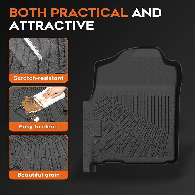 Mixsuper Floor mat for 2009-2018 Dodge Ram 1500 Quad Cab, 2019-2024 Ram 1500 Classic Quad Cab,All Weather TPE Rubber Floor Liners Protection for Car Accessories,2 Row Anti-Slip Car Mats, Black