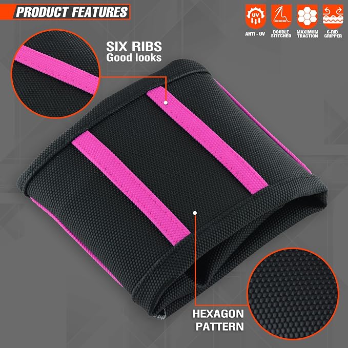 Universial Dirt Bike Seat Cover - Soft Ribbed Rubber Seat Covers for Motorcross Enduro (Pink)