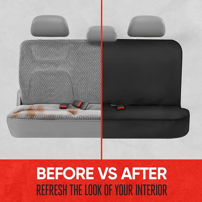 Motor Trend Front & Rear Car Seat Covers Full Set - Gray Cloth Bucket Seat Covers for Front Seats + Waterproof Rear Split Bench Cover – Universal Fit for Car Truck SUV Van Interior Protection