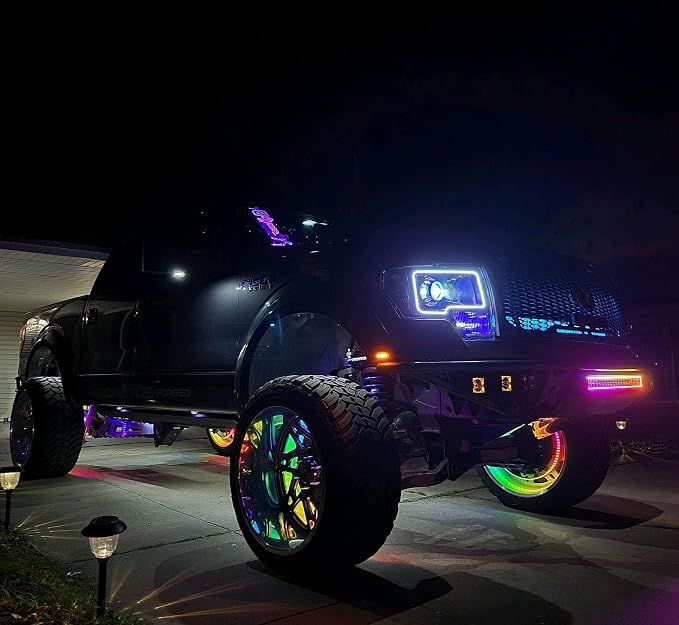 2PCS 5FT RGB Dream Color Chasing LED Light Strips with App & Remote Control, Double Row 1.4M Addressable LED Tape Lights Fit for Polaris Slingshot, Truck, SUV, Fender, Underbody, Hood Accent Lighting