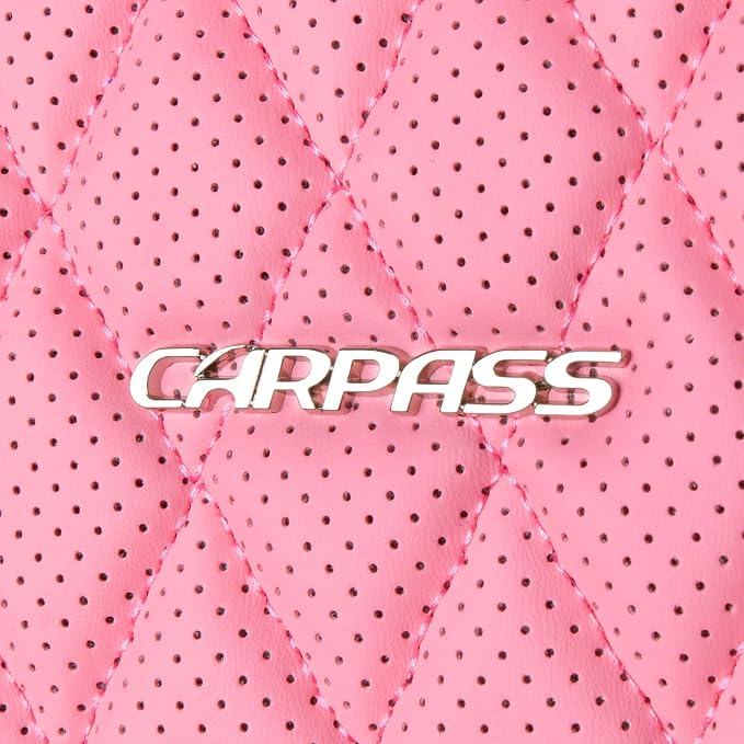 CAR PASS Bling Pink Nappa Leather Car Seat Covers for Front Seats, Waterproof Heavy-Duty Anti-Slip, Universal Fit for 95% Auto SUV Sedan Truck, Glitter Sparkly Shining Rhinestone, Pink Leather Diamond