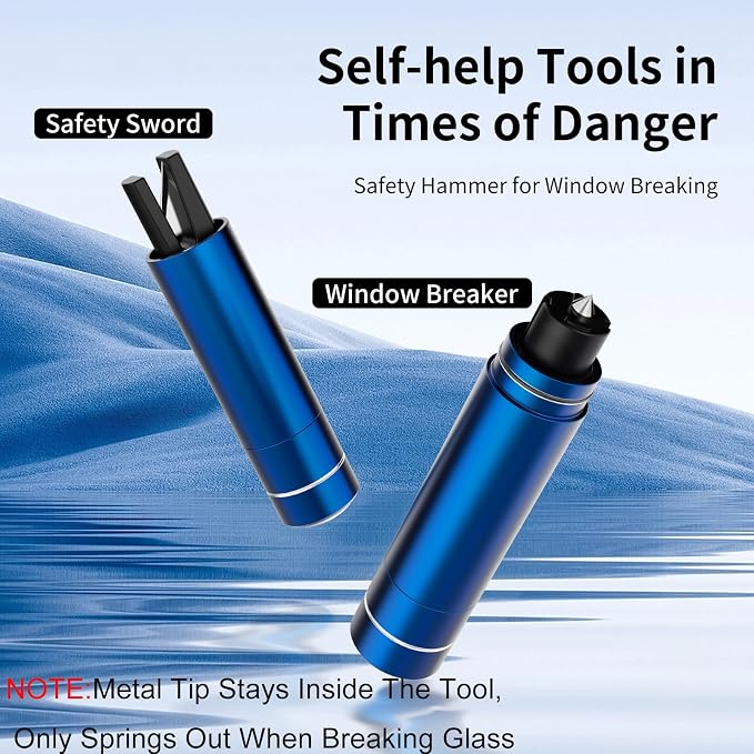 HHXS 2 Pack Window Breaker Seatbelt Cutter Car Window Breaker Safe Hammer Emergency Escape Tool, Glass Breaker Car Escape Tool Life-Saving Emergency Artifact(Blue)