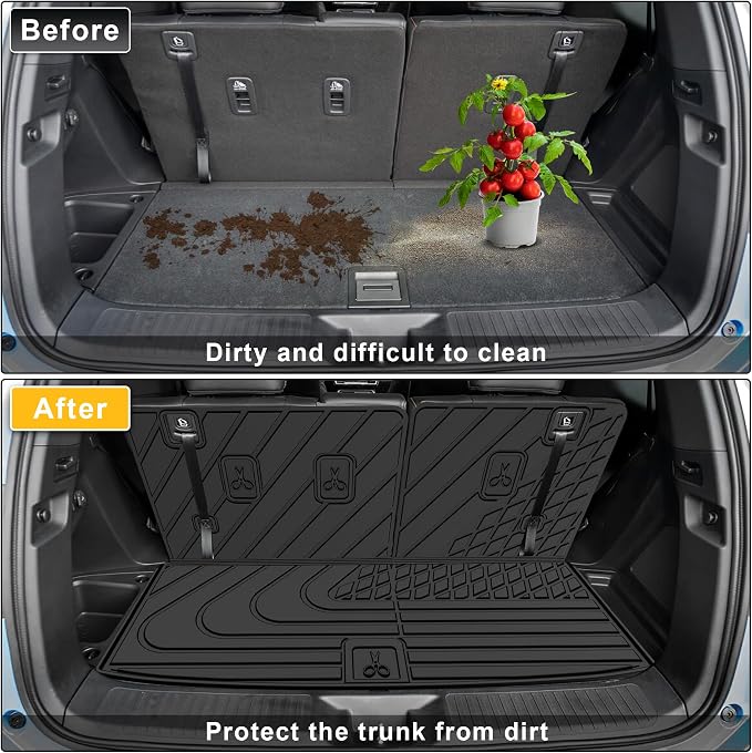 Original Cargo Mat Fit for Honda Pilot 2023-2026 | All Weather Protection Waterproof Trunk Mat with Back Seat Cover Pilot Accessories