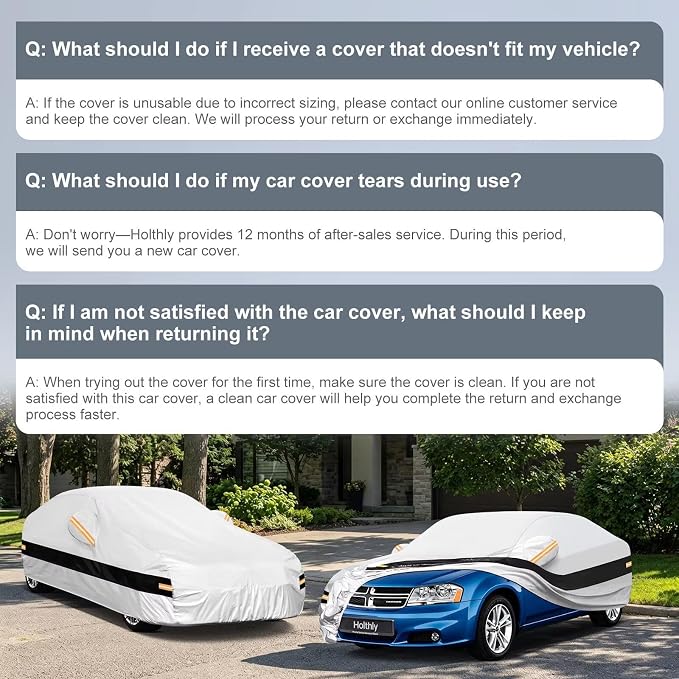 10 Layers Sedan Car Cover Custom Fit for Dodge Avenger (1994-2015), Waterproof All Weather for Automobiles, Outdoor Full Cover Sun Dust Rain Protection with Cotton. Silver