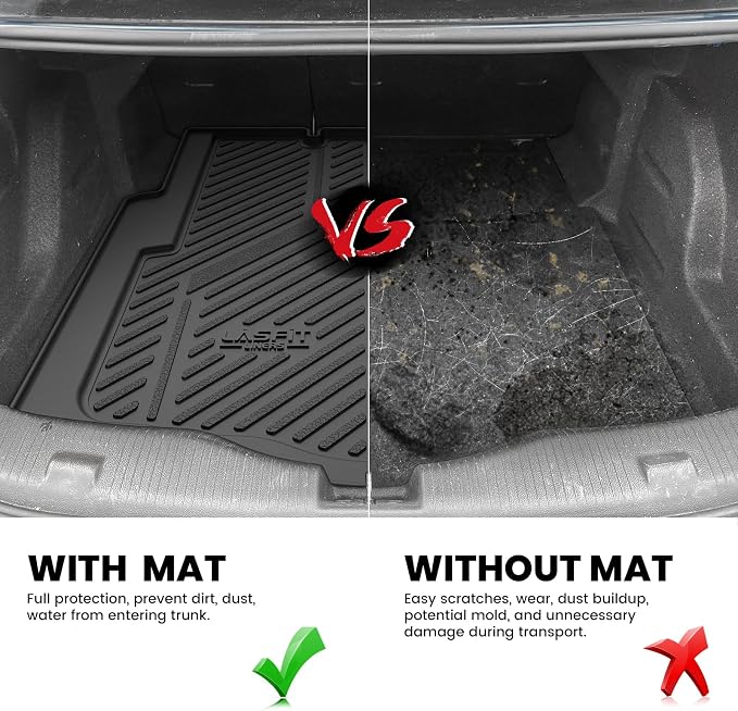 LASFIT Trunk Mat for Chevrolet Chevy Cruze 2016-2019 (Not for 2016 Cruze Limited), Only Fit Cargo with Spare Tire, All Weather TPE Custom Fit Cargo Mat Trunk Liner (Fit Sedan, Not for Hatchback)