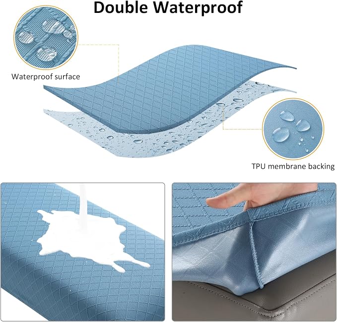 Fuloon Waterproof Dining Bench Cover, Removable Bench Slipcover Washable Bench Seat Protector Cover for Living Room, Bedroom, Kitchen (Lake Blue)