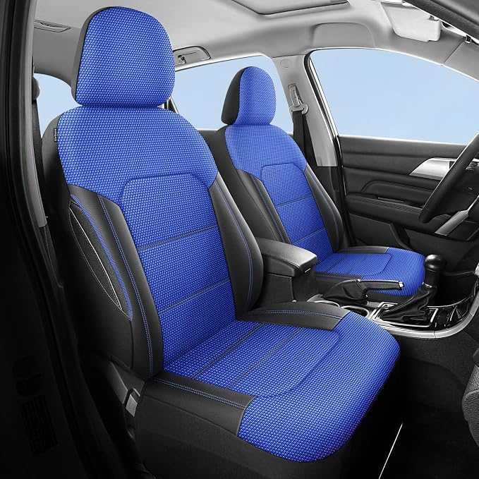 HChengkikz Car Seat Covers, Air Mesh, Breathable (Black + Blue) | Airbag Compatible, Automotive Comfort Protection, Universal Fit for Most Cars,Trucks,SUVs