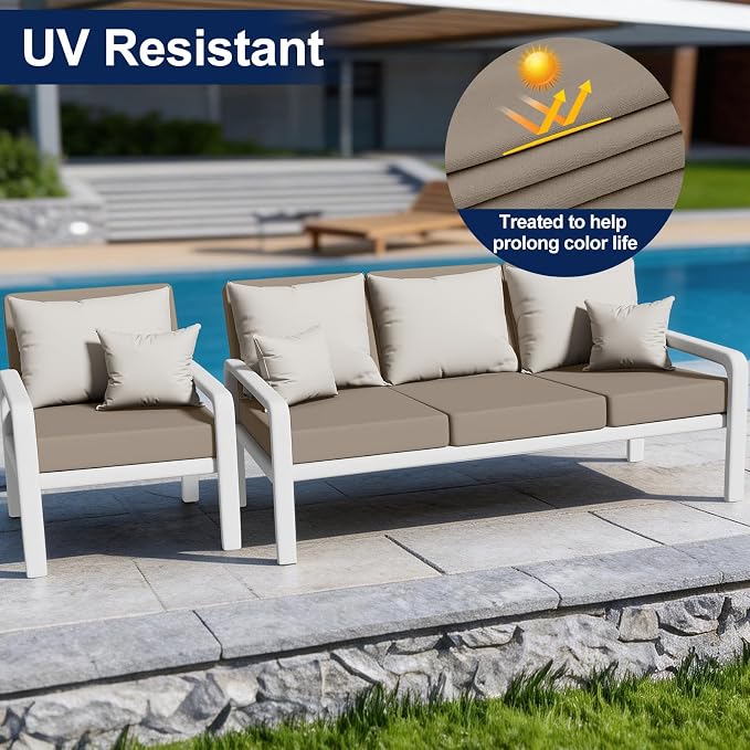 Smiry Waterproof Patio Cushion Covers, Stretch Outdoor Furniture Covers | Couch Slipcovers Replacement, Washable Furniture Protector, UV-resistant Sofa Chair Seat Cover for Outdoor and Indoor, 14 Pcs