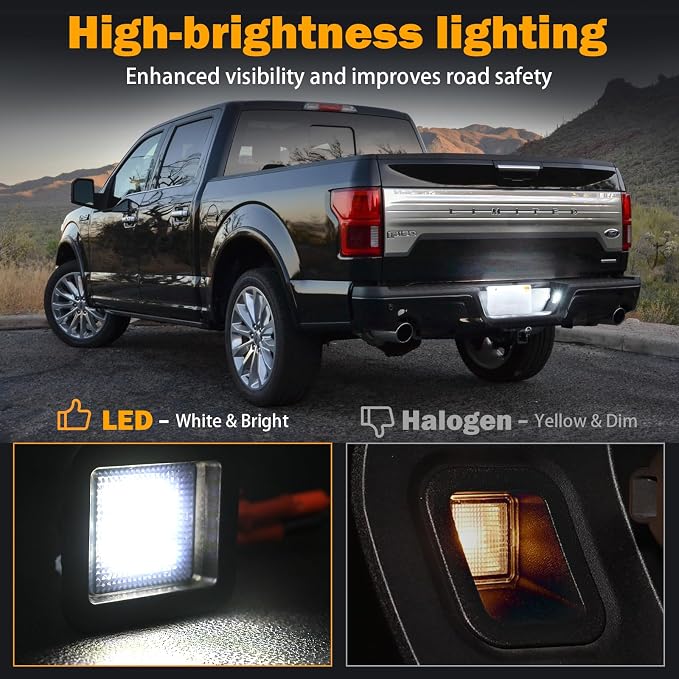 KanSmart LED License Plate Light for Ford F150 Raptor 2015-2022 Smoke Lens | 6000K LED, IP65 waterproof, smoke lens, tag lamp assembly, for 2015-2022 F150 Raptor accessories, rear bumper, plug play