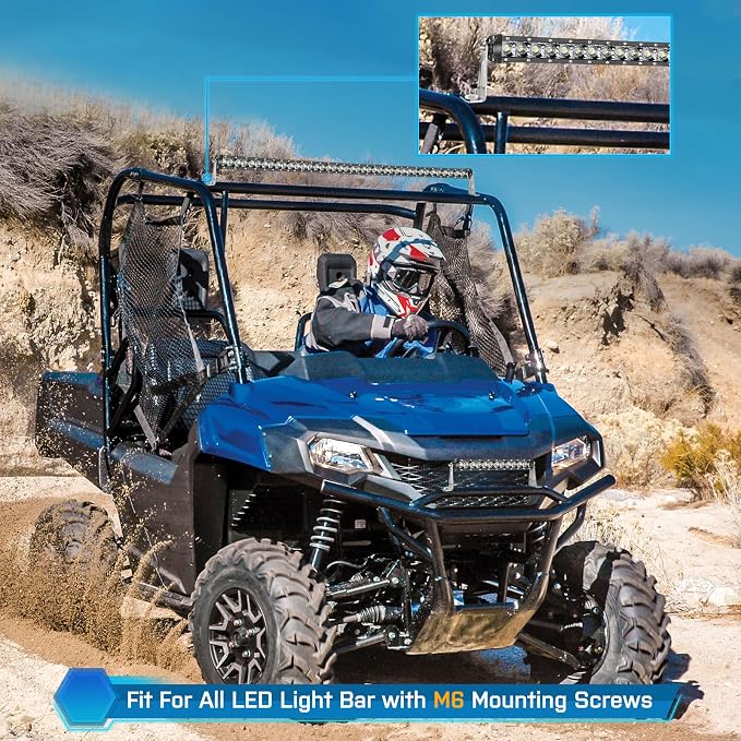 2PCS Light Bar Bracket Silver, SWATOW INDUSTRIES Universal Single Row LED Light Bar Mounting Brackets Straight/Curved Lights Mount for Wrangler Pickup Truck Off Road ATV UTV-M6 Mounts