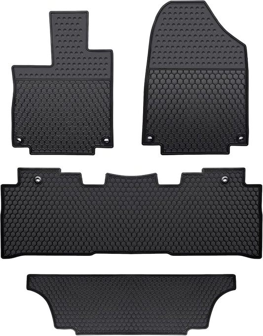 Car Floor Mats Custom Fit for Honda Odyssey 2018-2025 Black Rubber Auto Liner Mats All Weather Protection Odorless