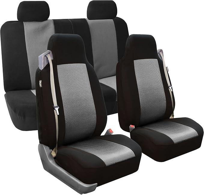 FH Group All Purpose Flat Cloth Car Seat Covers - Universal Fit, Full Set Seat Covers, Washable, Fit Most Car, Truck, SUV, Van - Black