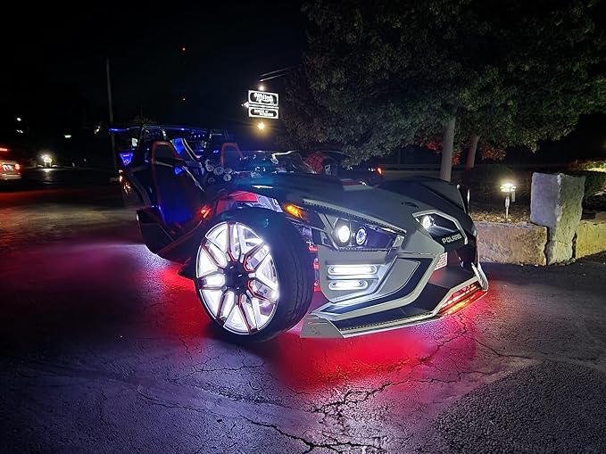 4PCS 5FT 1.4Meters Quad Row Pure White Strobe LED Underglow Strips Kit - Fit for Car Truck 17.5" Wheel Lights (Ideal for Underbody, Door, Wheel Rim Lighting)