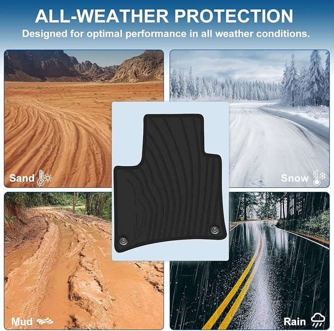 Car Floor Mat Rubber Custom Fit for Porsche Macan 2014-2025 2026 Full Black Auto Floor Liners All Weather Heavy Duty Odorless