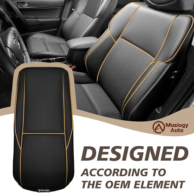 Muslogy Center Console Armrest Cover Fit for Toyota Corolla 2014-2019 Accessories, Comfort Armrest Pad Console Lid Cushion Vegan Leather Regular Thick