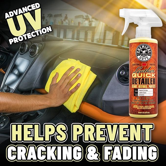Chemical Guys, Leather Quick Detailer, Cleaner & Conditioner Spray, 16 oz | Quick spray cleans and conditions seats, furniture and apparel, safe on natural, synthetic and faux leather