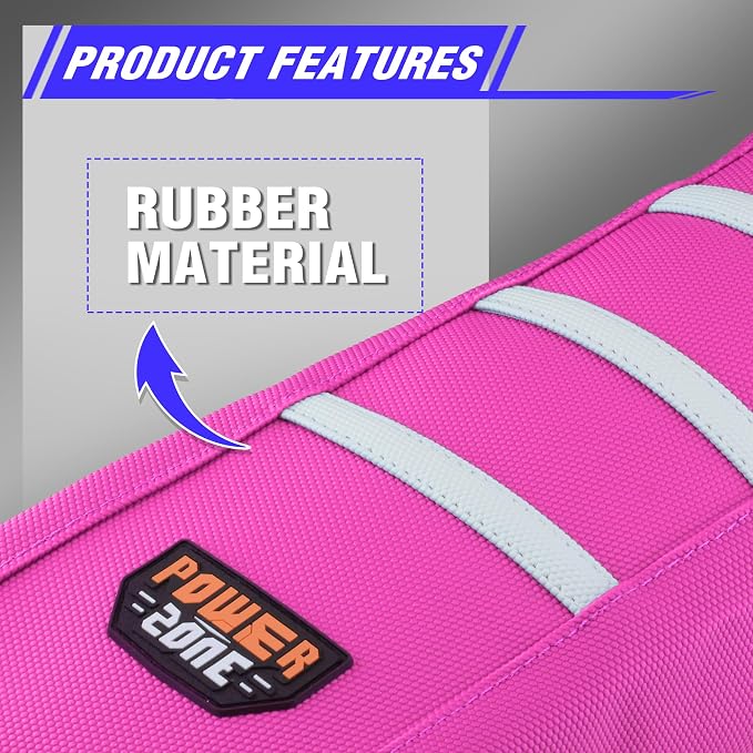 Dirt Bike Seat Cover - White Stripe Universial Seat Cover for Dirt Bike - Motorcycle Motorcross Enduro Seat Covers (Pink)