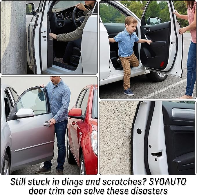 65Ft(20M) Door Edge Guard Black Car Door Edge Protector | PVC U Shape Trim with Metal Sheet No Adhesive Needed Easy to Install Universal Fit for Most Vehicles