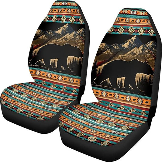 Two Front Car Seat Covers Forest Bear Navajo Bear Automotive Car Interior Covers Vehicle Cushion Seat Cover Set Universal Fit for Cars Trucks and SUVs