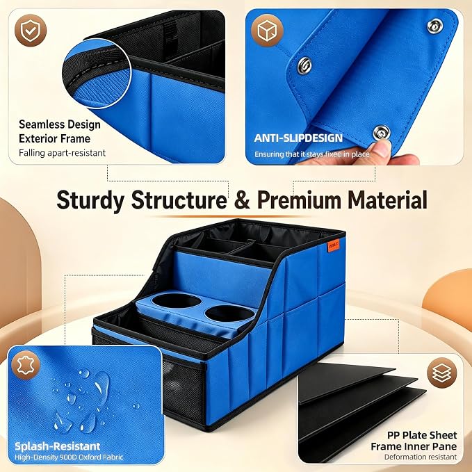 Car Seat Organizer Back Front Captains Seats Storage Travel | Car Organizer, Back Seat Car Organizer, Car Seat Organizer Front Seat – 9 Compartments, 2 Cup Holders – Foldable