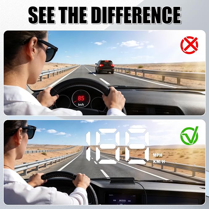 SINGARO Heads up Display for Cars, Universal USB Plug Digital GPS HUD Speedometer with Large Font, Automatic Brightness Adjustment, Car Interior Accessories for Women and Man(White)