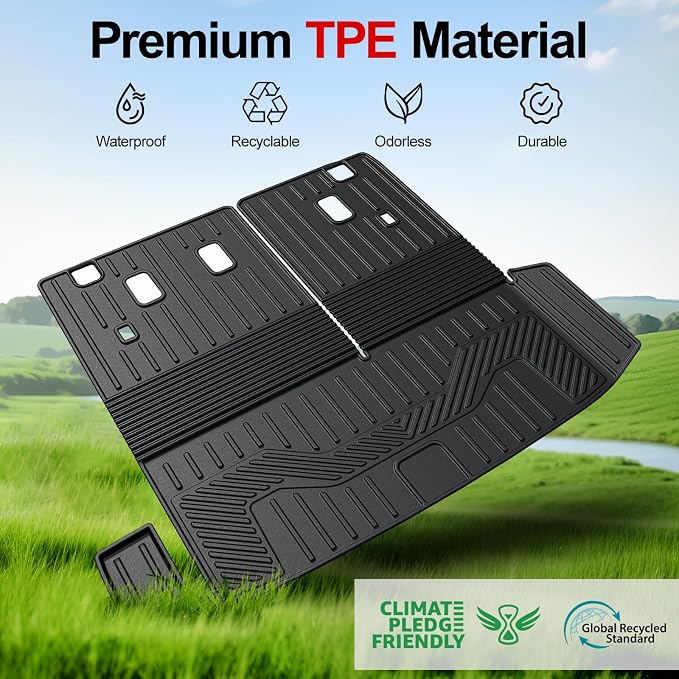 Cargo Mat for Honda Pilot 2023-2025 2026, All Weather TPE Cargo Liner with Backrest Mat Interior Protection for Honda Pilot TrailSport Touring Elite EXL Black Edition Accessories