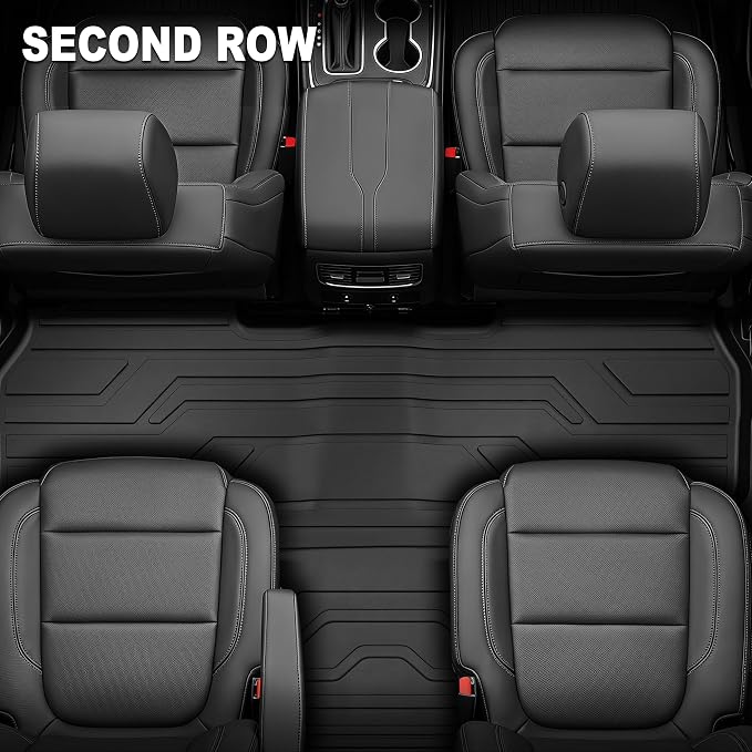 KARPAL Floor Mats for 2024 2025 2026 Chevy Traverse & GMC Acadia & 2025 2026 Buick Enclave 7 Seats Captain Chairs, All-Weather TPE Custom Fit Floor Liners Car Accessories
