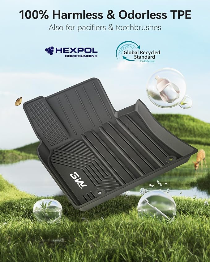 3W Floor Mats Fit Toyota Camry 2018-2024 FWD Only (Not for AWD), TPE All Weather Custom Fit Floor Liner, 1st and 2nd Row, Black(L/LE/SE/TRD/XLE/XSE)