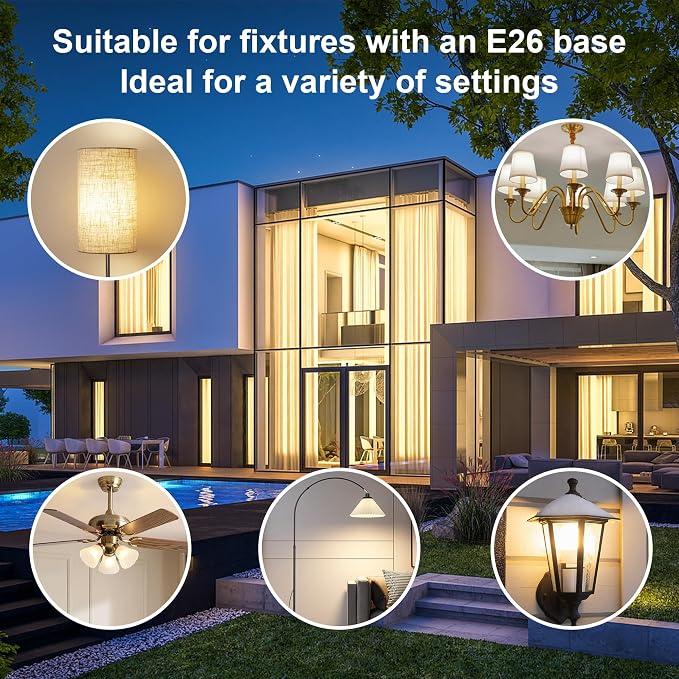 12 Pack A19 LED Light Bulbs, 60W Equivalent, 4000K Natural White LED Bulb with E26 Standard Base, Efficient 9W, Non-Dimmable, 800 Lumens, 120V, CRI 85, Eye-Friendly for Bedroom Living Room