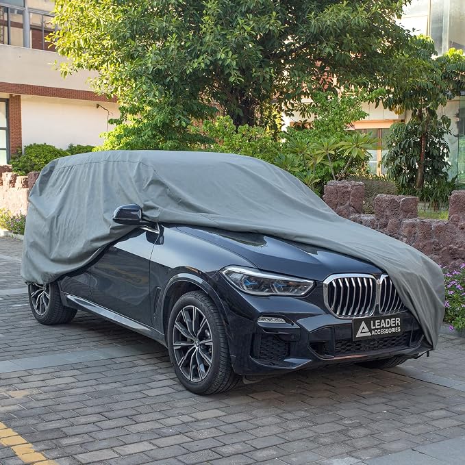 Leader Accessories SUV Car Cover All-Weather Protection, Fits 207"-230" | Waterproof, Breathable, Windproof Protection Against Rain, Snow, UV & Dust, Full-Exterior Cover for Indoor & Outdoor Use