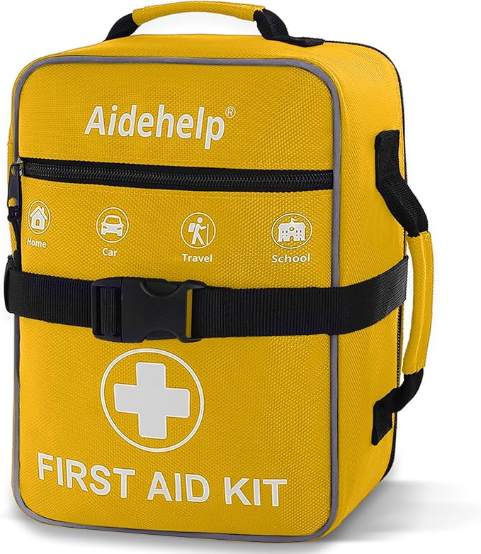 520 Pieces Premium First Aid Kit - Large Emergency Medical Kit for Survival, Car, Home, Travel, Camping, Backpack, Hiking, School (Yellow)