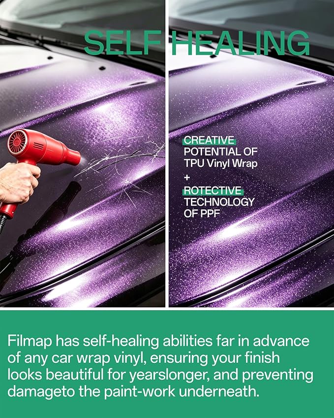 PPF, Dry Apply TPU PPF Vinyl Car Wrap Roll 1ft x 5ft, Paint Protection Vinyl Film (Gloss Cosmic Purple)