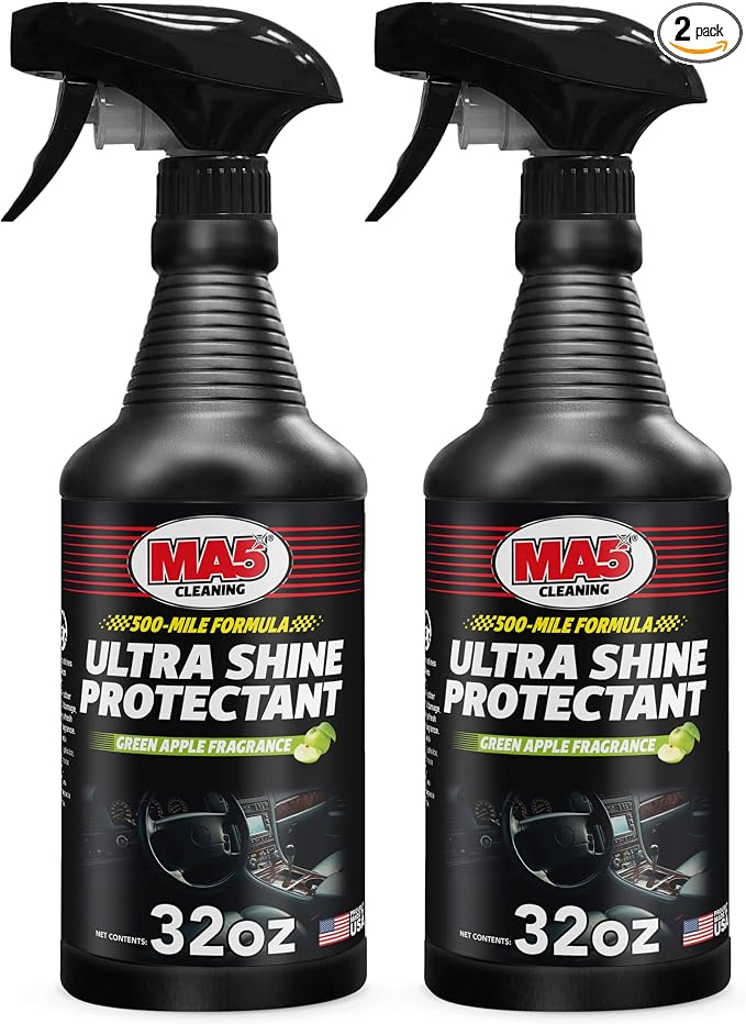 MA5X Ultra Shine Protectant | Car Interior Cleaner | Multi-Surface Car Interior Protectant with Green Apple Scent | UV Resistant | 32oz Spray Bottle | Pack of 2