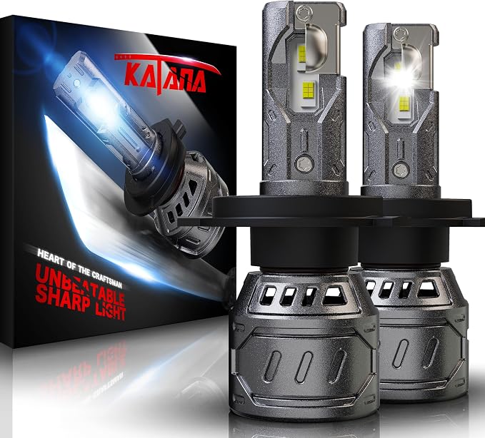 Katana H4 Bulbs, 9003 400% Brightness 6500K Plug and Play 1:1 Size Fog of 2 | Cooling Fan,360°Beam Angle,Super Bright