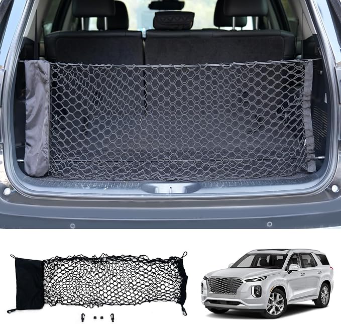 Cargo Net Compatible with 2020-2025 2026 Hyundai Palisade Truck Bed Cargo Net 3.12'×1.02' Double Layer Envelope Style Dense Mesh Trunk Organizer for 2025 Exterior Accessories