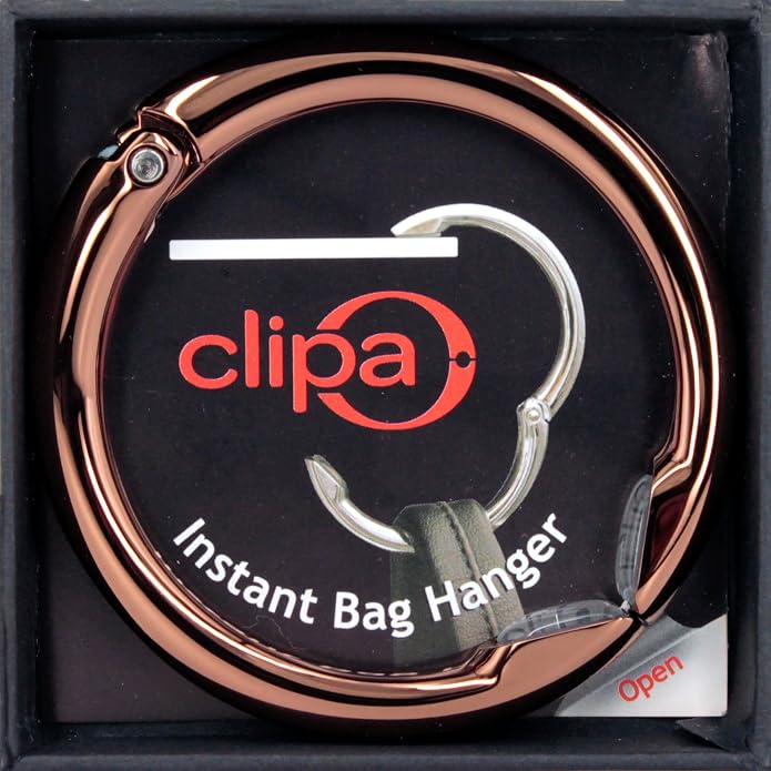 Clipa Bag Hanger Collection, The Ring that Opens into a Hook, Auto Closes | Holds 15 kg, Needs only 10mm to Hang a Hand Bag, Easy to Use with One Hand, The Instant Bag Hanger, 3 yr Warranty