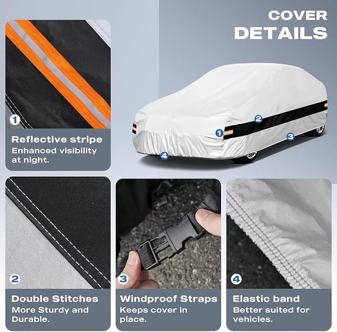 10 Layer Coupe Car Cover Waterproof All Weather for Automobiles,100% Waterproof Outdoor Car Covers Rain UV Protection.Custom Fit for Dodge Challenger,Ford Thunderbird,Pontiac Firebird,etc