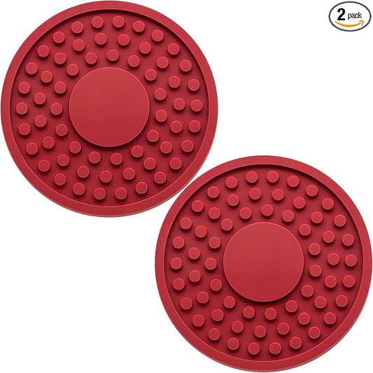 2 Pack Anti-Slip Car Cup Holder Mat – 2.75 Inch Silicone Drink Coaster, Secure Fit for Cars & Trucks – Cute Interior Decor for Women & Girls (Red)