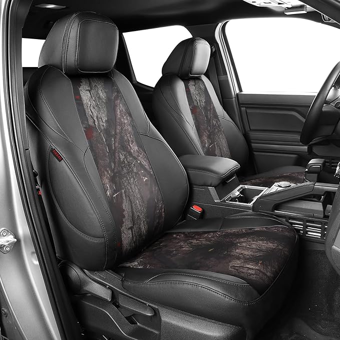 EKR Tacoma Car Seat Covers Custom Fit for Toyota Tacoma (Petrol) 2024 2025 2026 DoubleCab/CrewCab SR/SR5/TRD Sport/TRD Off-Road/Limited-Truck Seat Cover Full Set,Faux Leather(Black/Woodland Camo)
