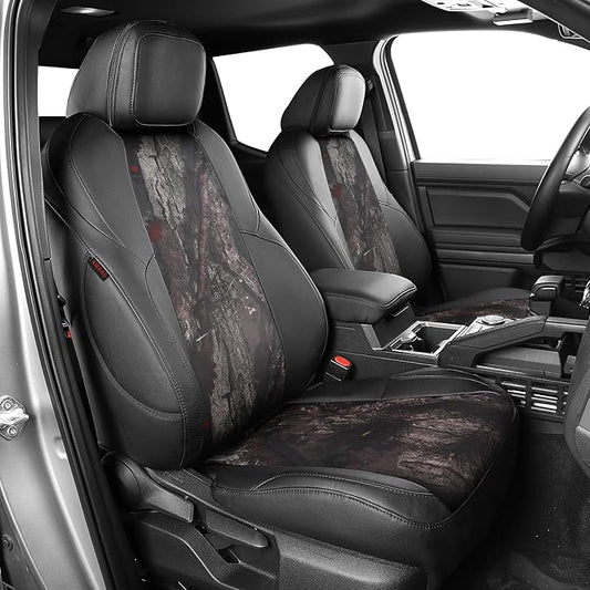 EKR Tacoma Seat Covers Custom Fit for Toyota Tacoma (Only for Hybrid) 2024 2025 2026 Double cab TRD Sport/TRD Off-Road/Limited/Trailhunter-Truck Seat Cover Full Set,Faux Leather(Black/Woodland Camo)